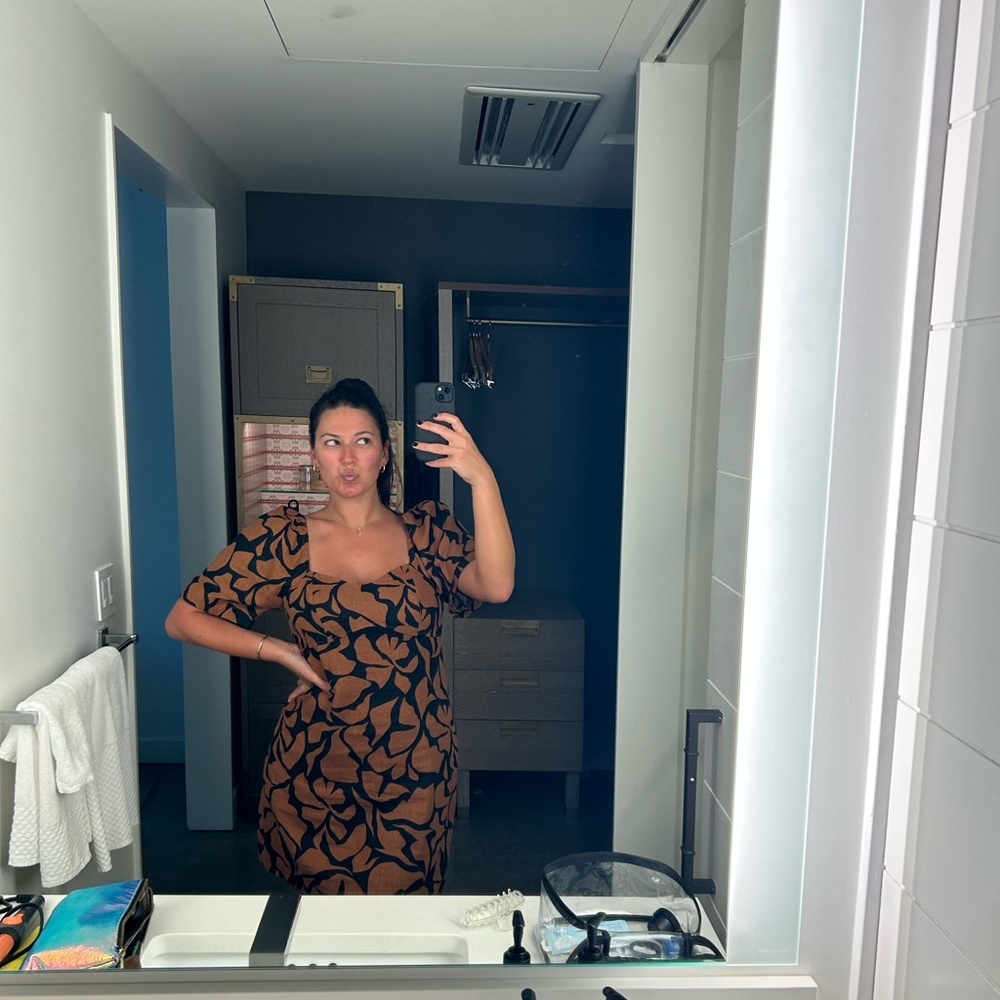 A New Day Brown and Black Flutter Sleeve Sundress